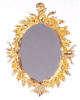 Dollhouse Miniature Oval Antique Mirror, Gold-plated